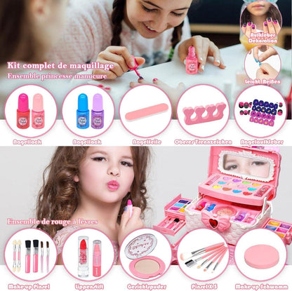 Kinderschminke Set Mädchen Make Up, 57-teiliges Schminkkoffer Spielzeug