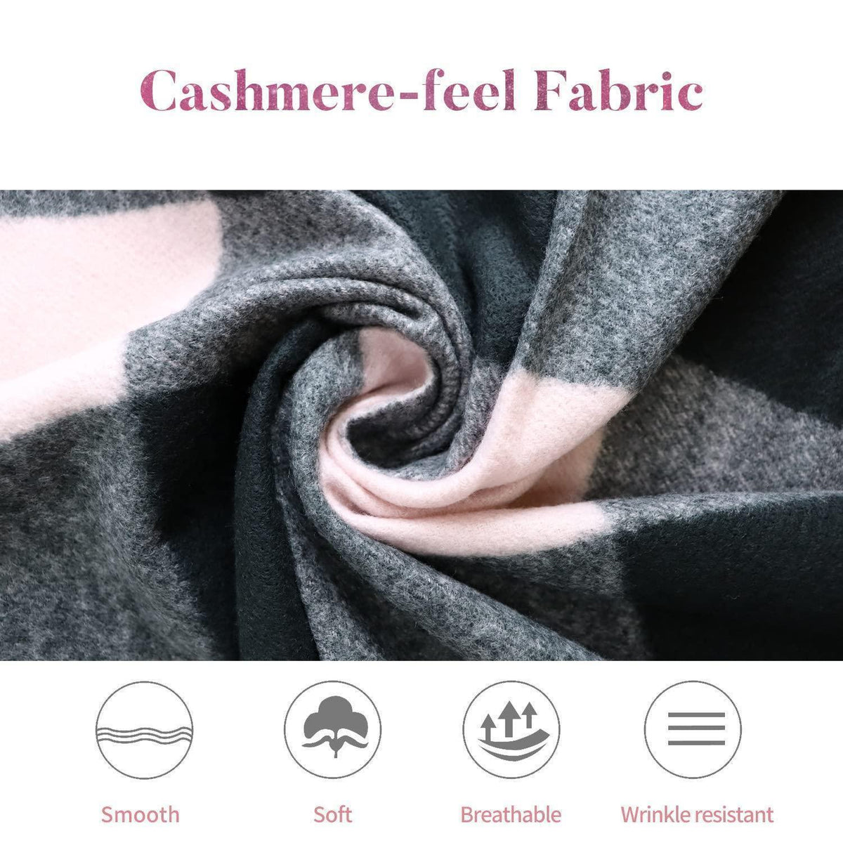 Karierte Damen Poncho Winter Schal aus Faux Kaschmir