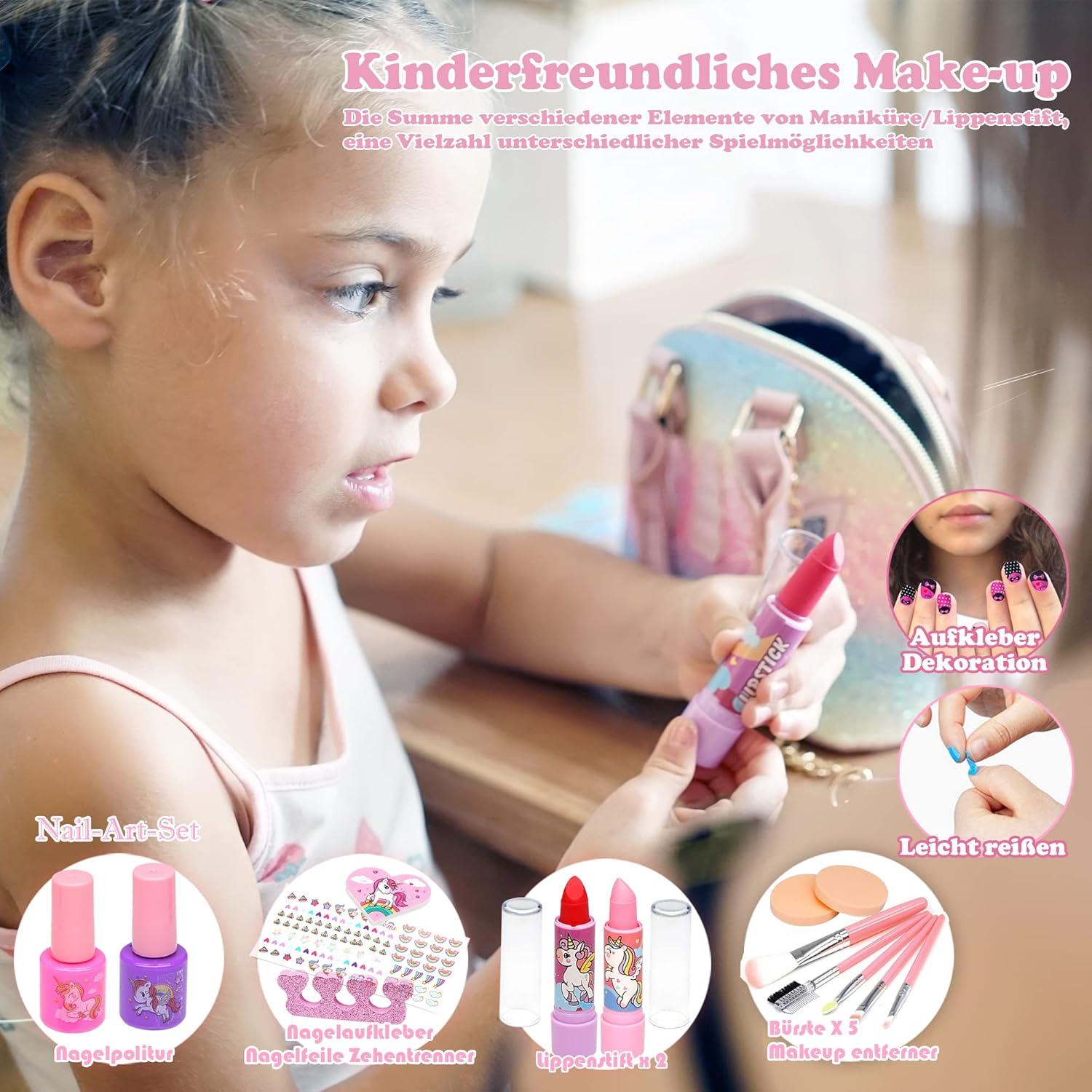 Kinderschminke Set Mädchen Make Up Schminkkoffer Spielzeug 4-12 Jahre