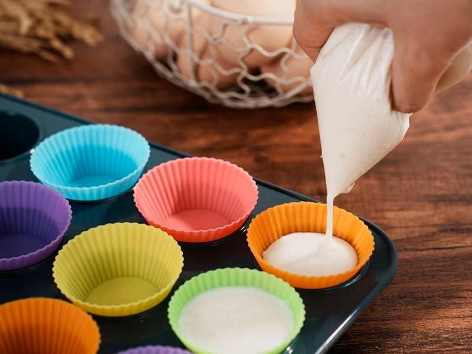 24er Pack Mini Muffin Silikon Backformen Antihaft Cupcake