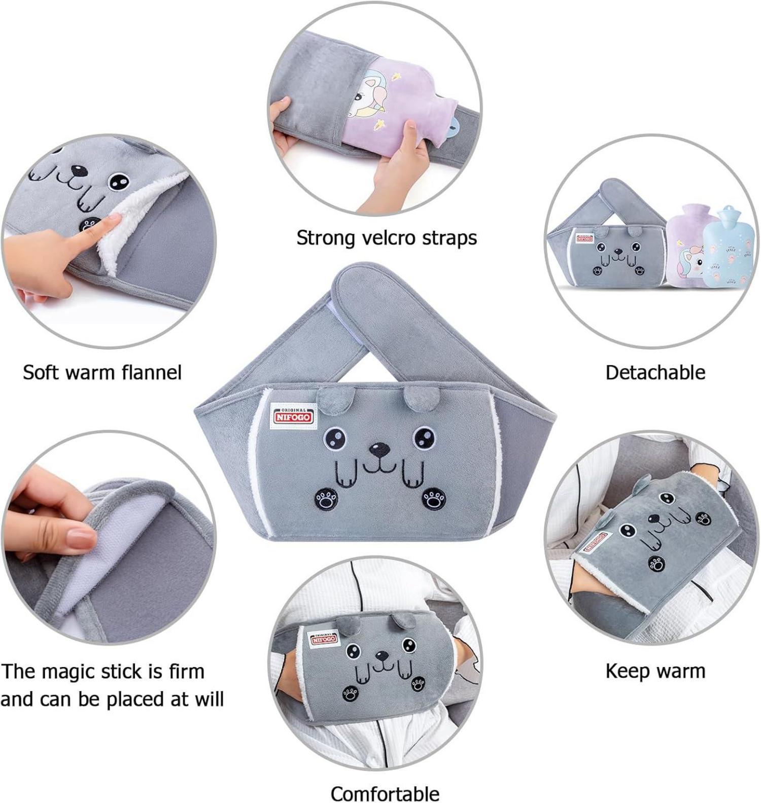 Nifogo Wärmflaschengürtel 1,3L mit Weichem Taillen-Bezug