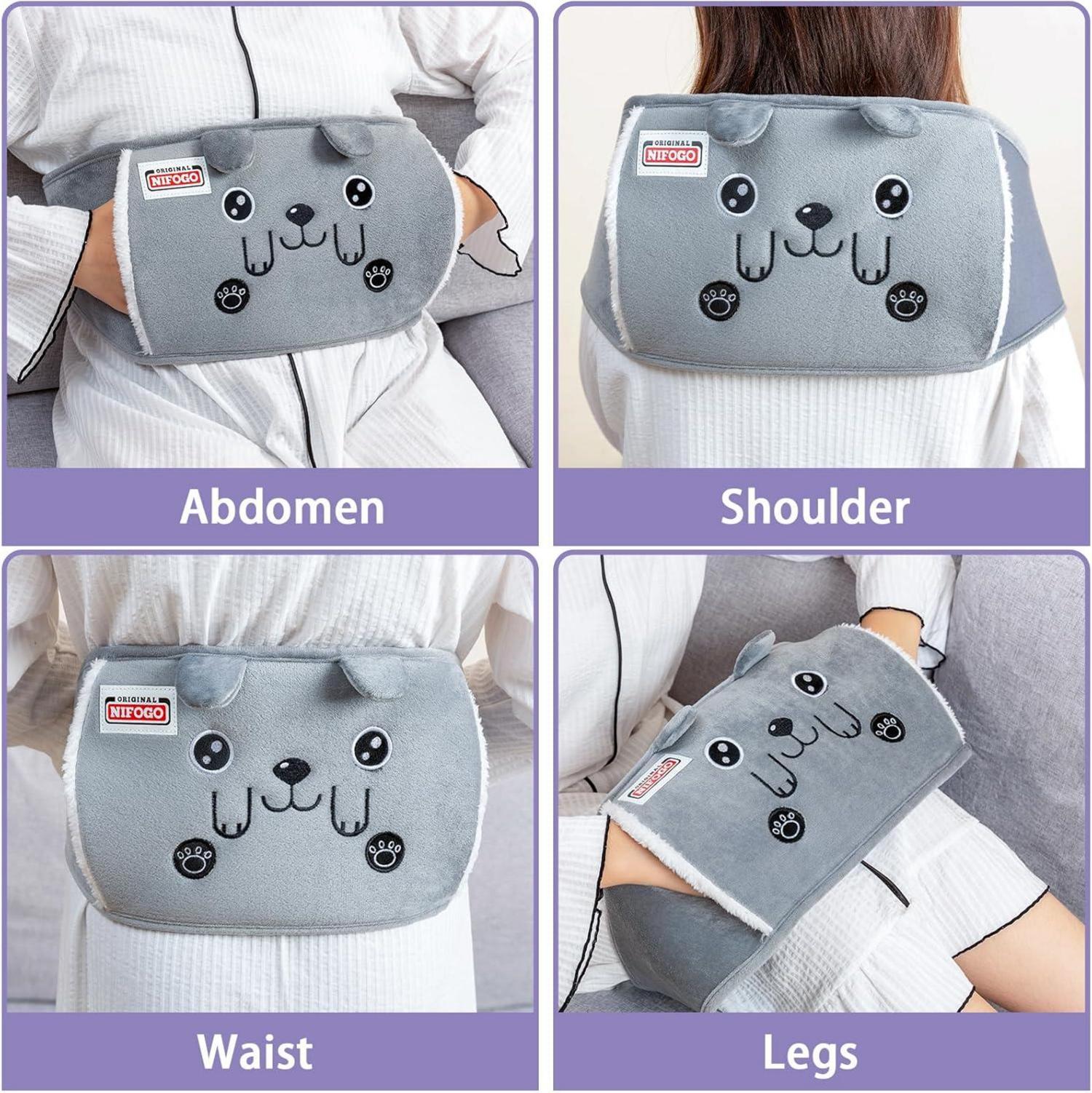 Wärmflaschengürtel mit Weichem Bezug 1,3L - Grau Grün