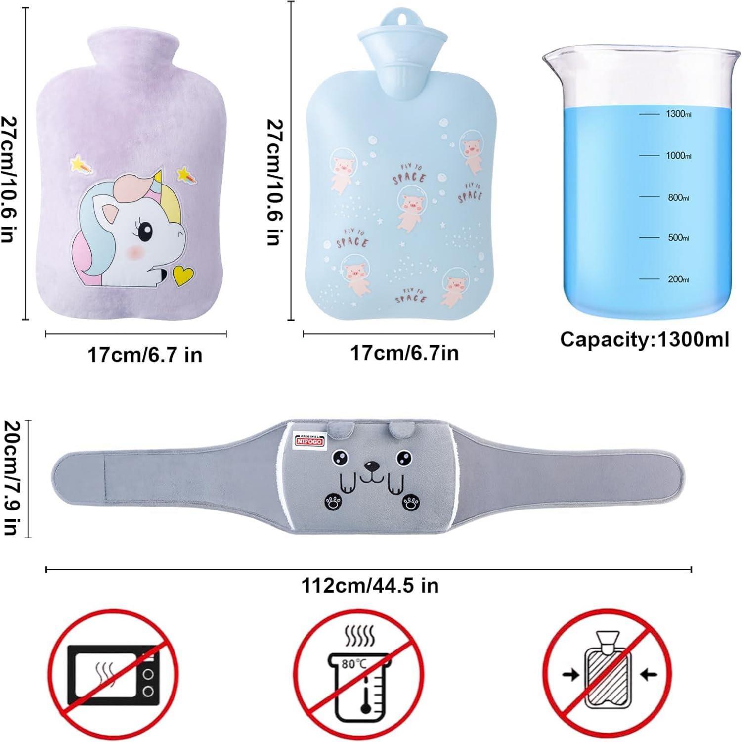 Wärmflaschengürtel mit großem 1,3L Bezug in Grau Grün
