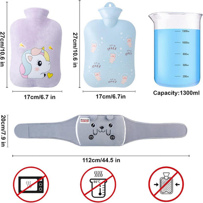 Wärmflaschengürtel mit großem 1,3L Bezug in Grau Grün