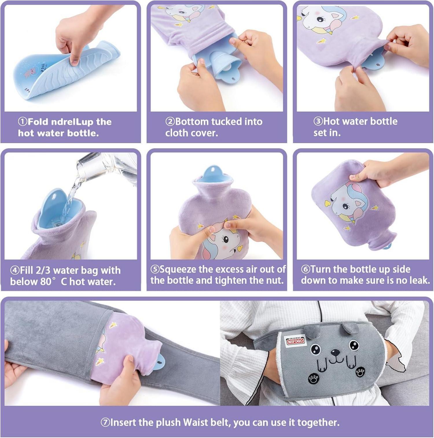 Wärmflaschengürtel 1,3L mit Weichem Bezug für Nacken Schulter Rücken Beine