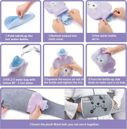 Wärmflaschengürtel 1,3L mit Weichem Bezug für Nacken Schulter Rücken Beine