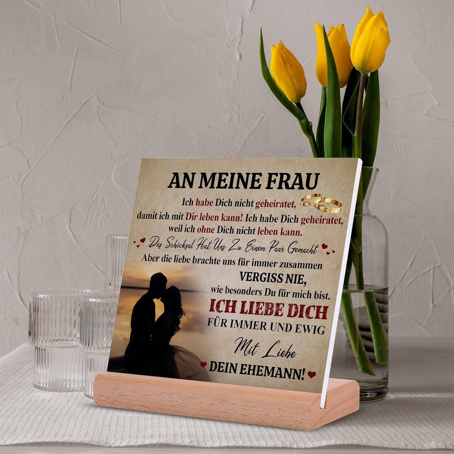 Deko Plakette Holzsockel Liebesgeschenk Ehefrau Acryl Ornament