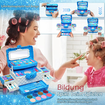 Kinderschminke-Set Mädchen Kinder Make-Up 57PCS Schminkset Schminkkoffer Spielzeug Weihnachts Geschenke 4-12Jahre