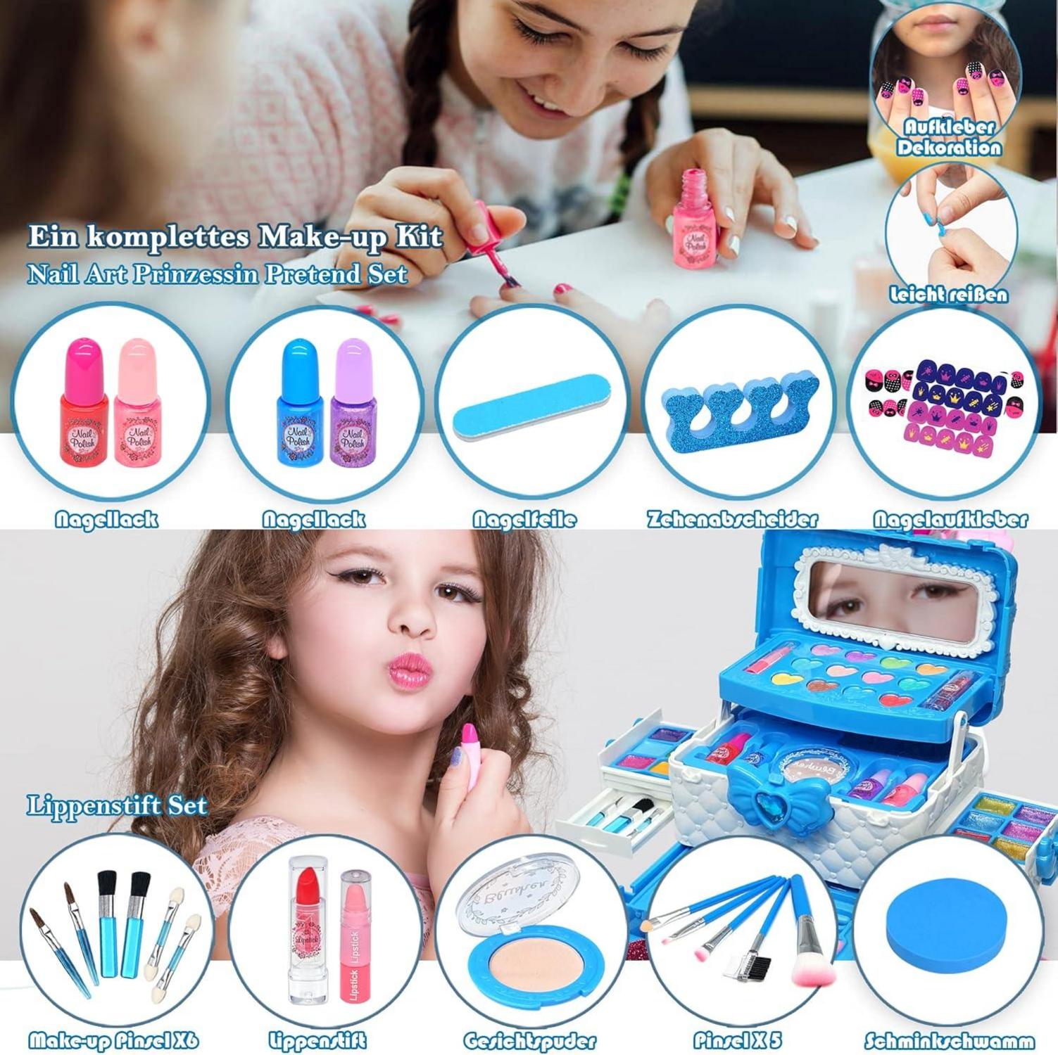 Kinderschminke Set Mädchen Make Up Spielzeug 57-teilig Geburtstags Geschenke