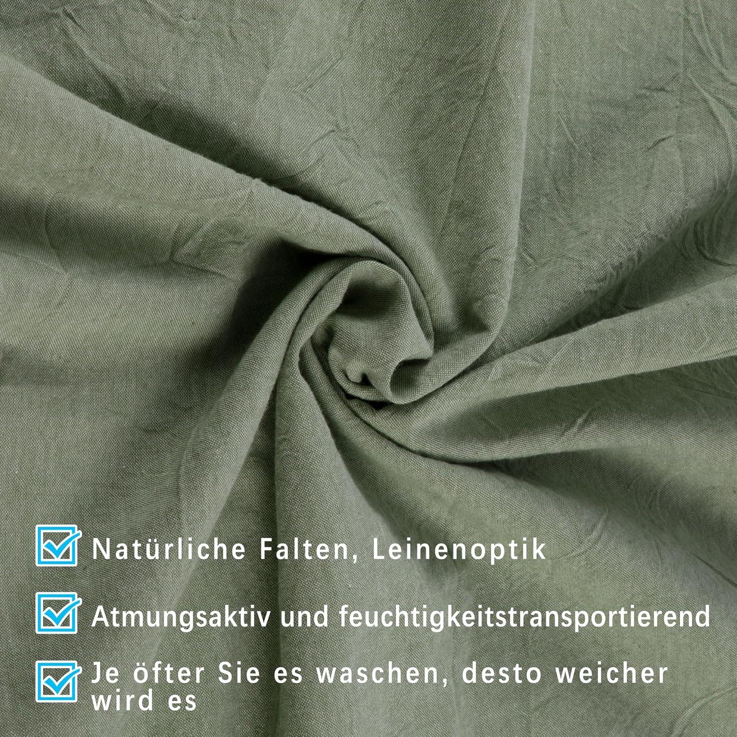 Kissenbezug 2er Set 40x40 cm 100% gewaschene Baumwolle Hellgrün