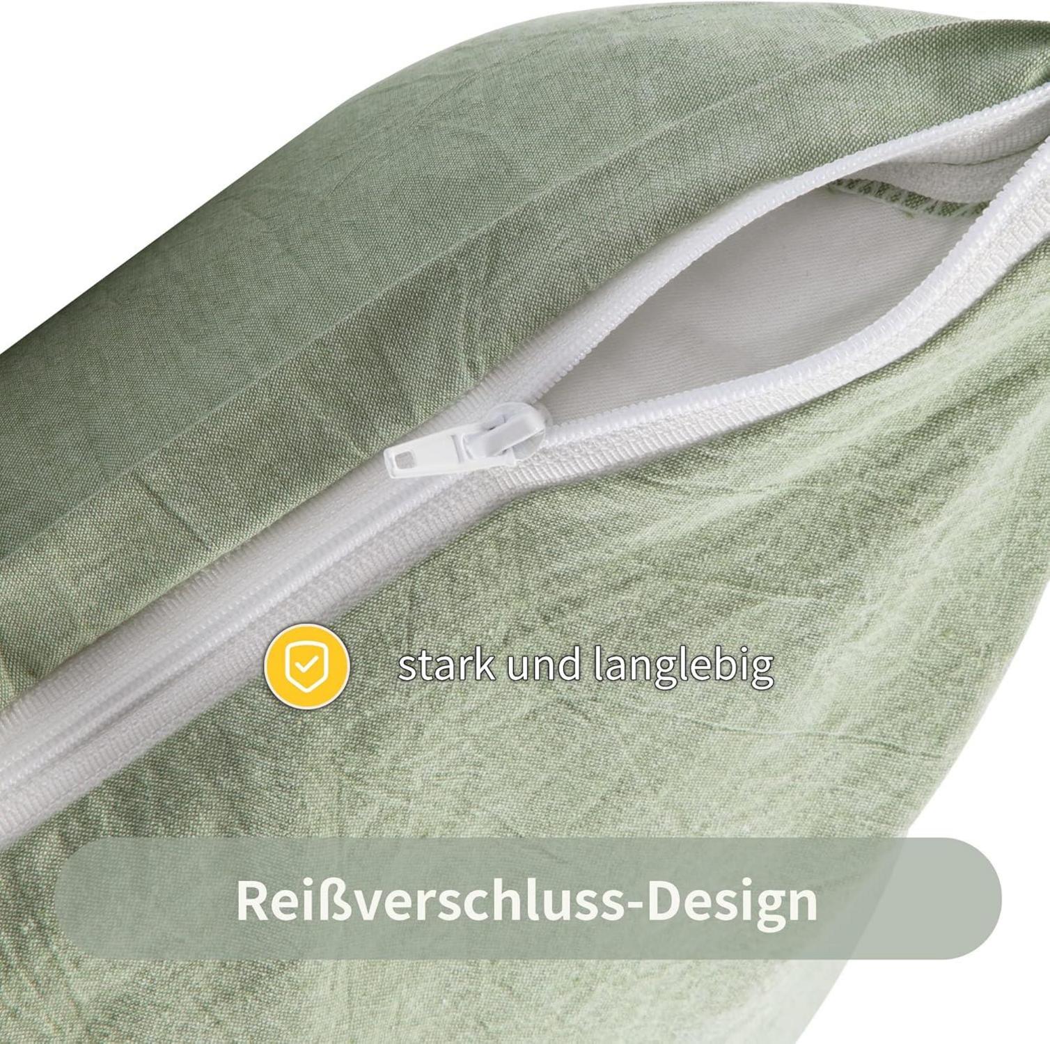 ATsense 2er Set Kissenbezug 40x40 cm Hellgrün Reißverschluss Baumwolle