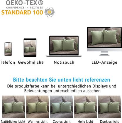 2er Set Kissenbezug 40x40 cm Hellgrün Baumwolle Reißverschluss