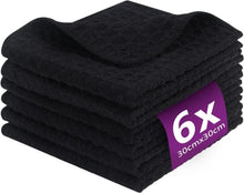 6er-Set Mikrofasertücher Saugfähige Küchentücher Schwarz 30x30cm
