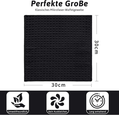 Moosfor Mikrofasertuch 6er-Set 30x30 cm Saugfähige Küchentücher Schwarz