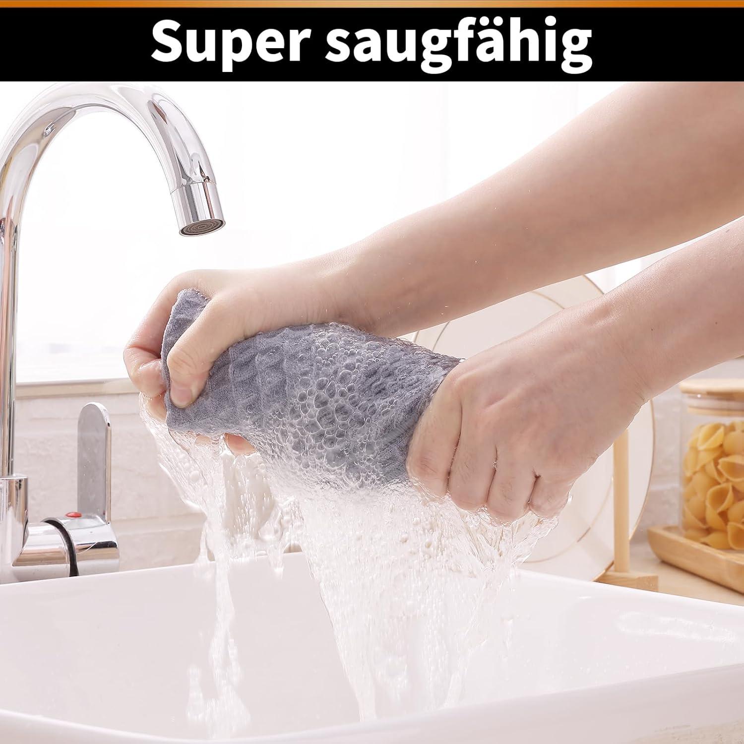 4er-Set Mikrofasertücher Saugfähige Küchentücher 40x70 cm Grau