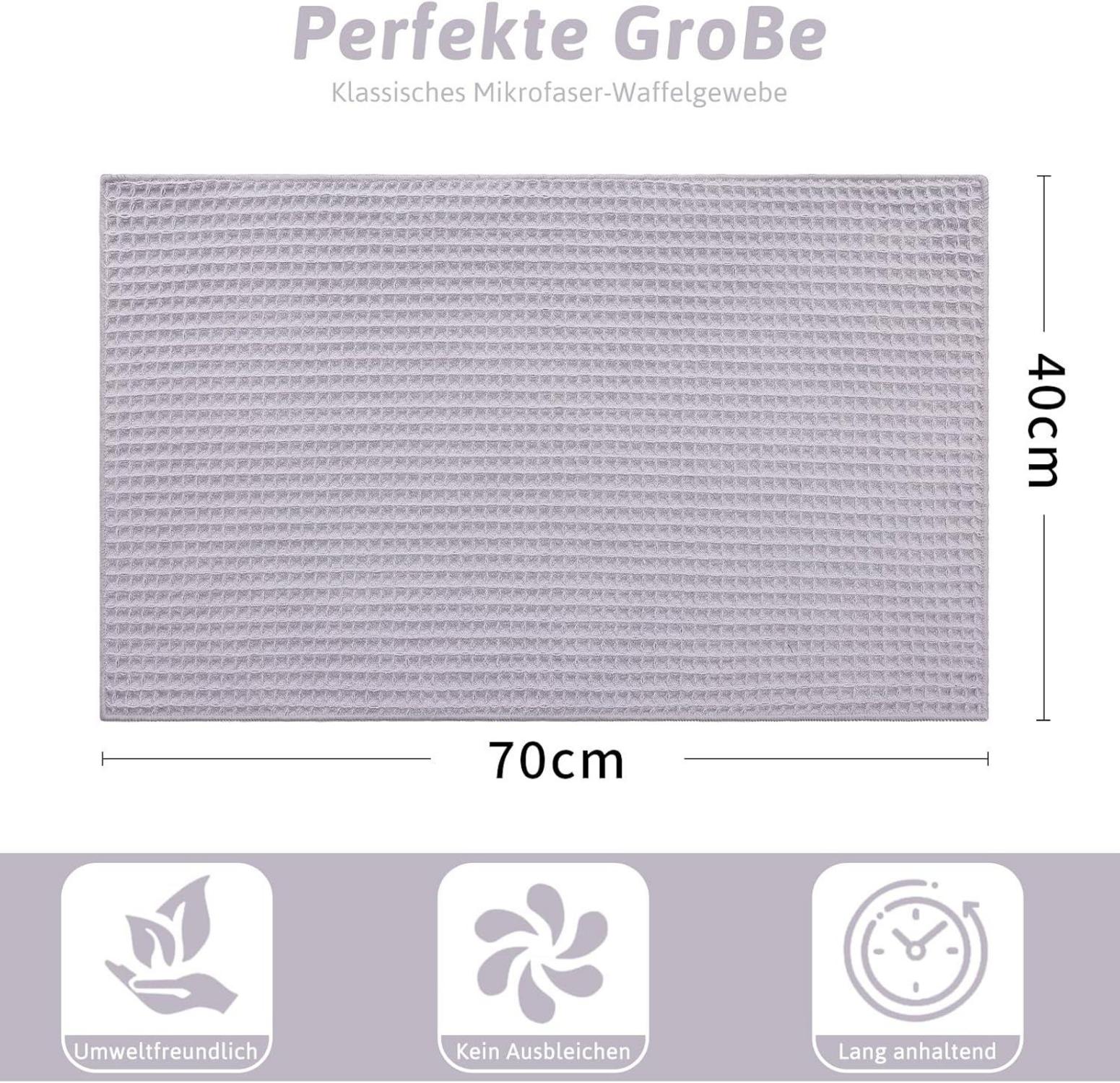 4er-Set Microfasertücher Küchentücher 40x70cm Saugfähig Grau