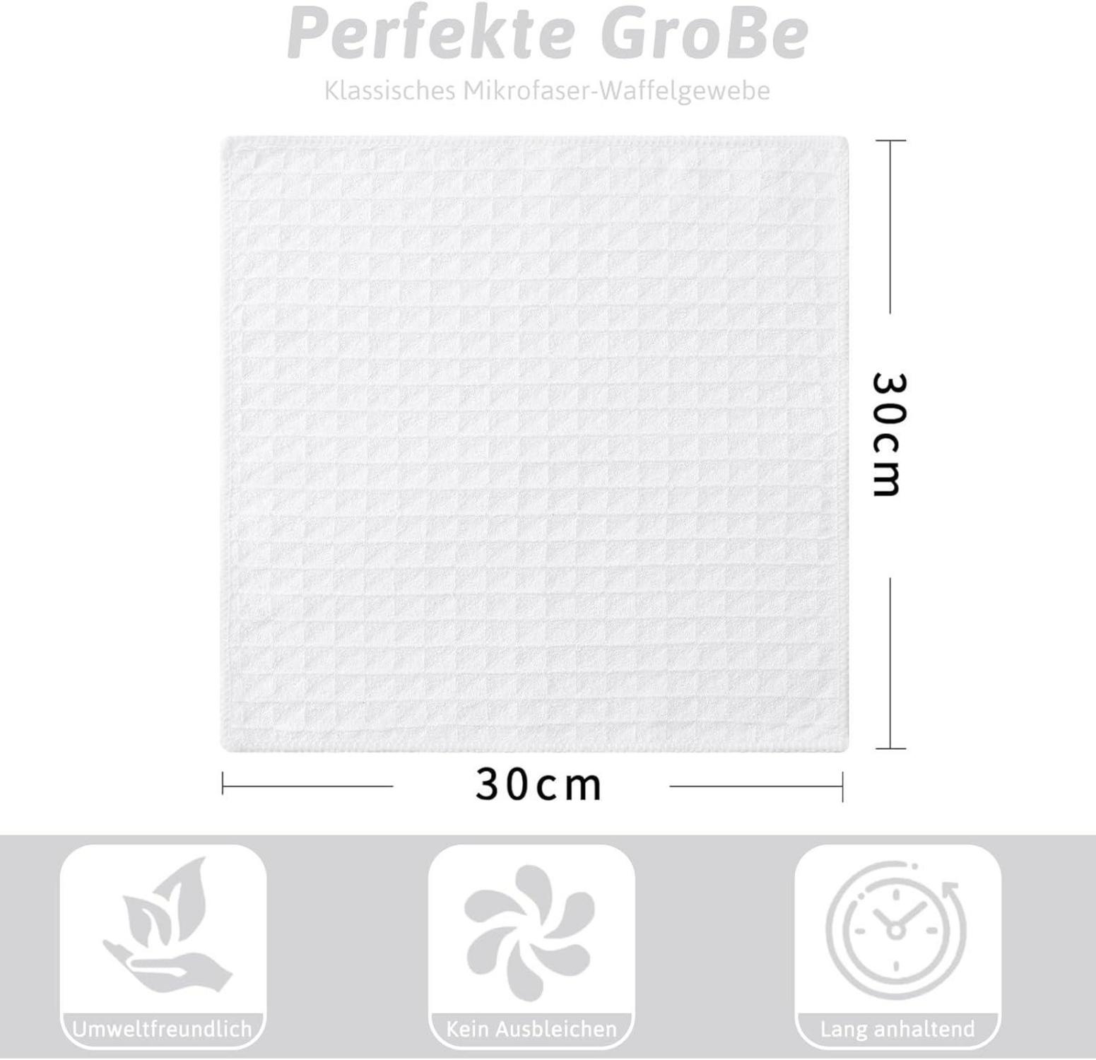 6er-Set Mikrofasertücher 30x30cm Weiß Küchentücher Geschirrtücher