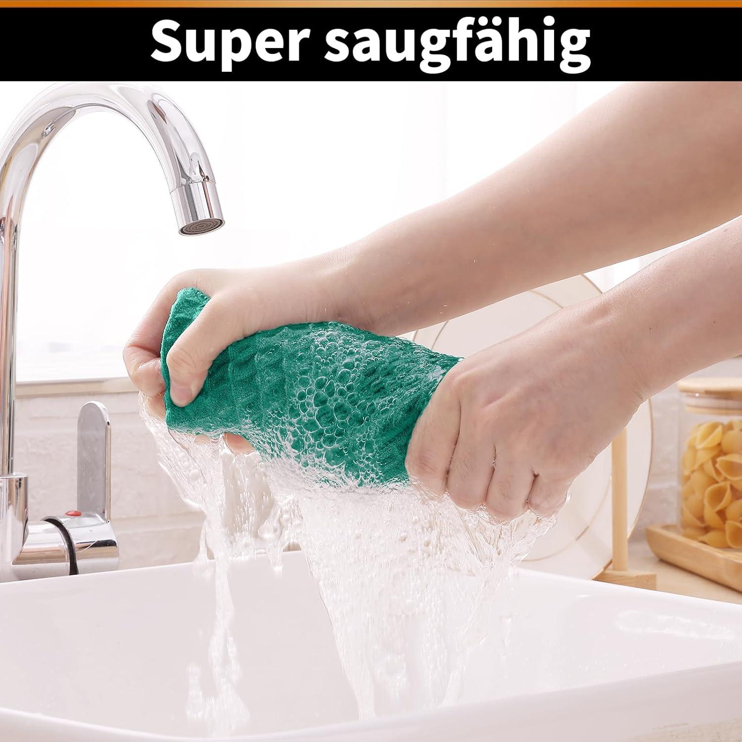 Microfasertücher 6er-Set Saugfähige Küchentücher 30x30 cm Green