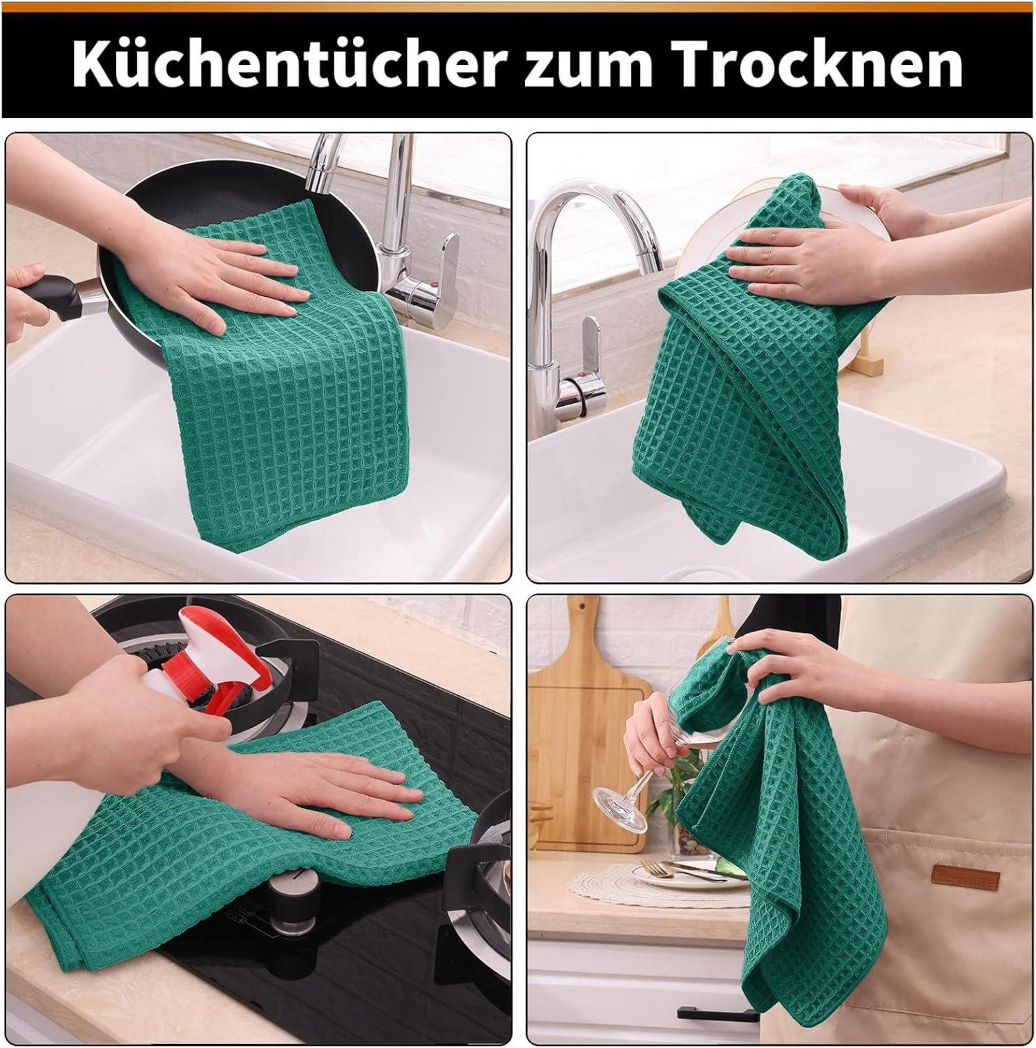 Moosfor Mikrofasertücher 6er-Set Grün Fusselfrei Küchentücher 30x30cm