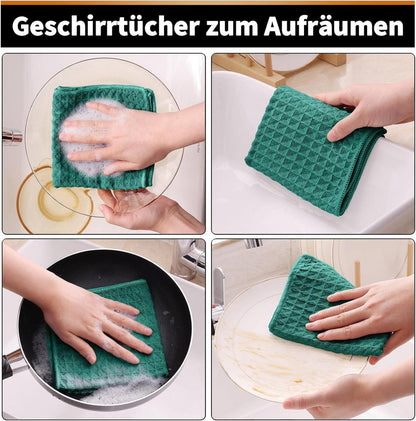 6er-Set Mikrofasertücher Saugfähige Küchentücher Grün 30x30cm