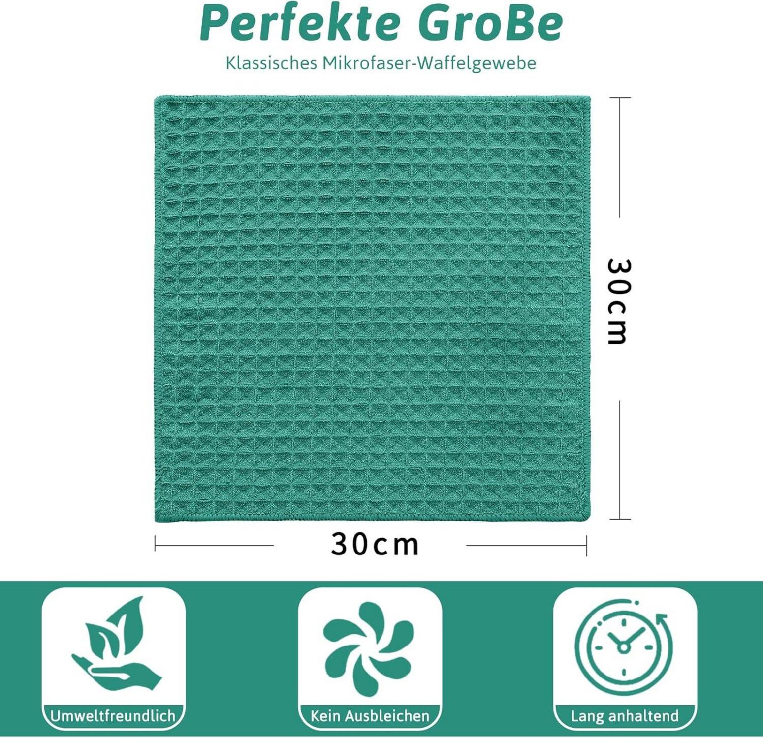 6er Set Mikrofasertücher Saugfähige Küchentücher 30x30 cm Grün