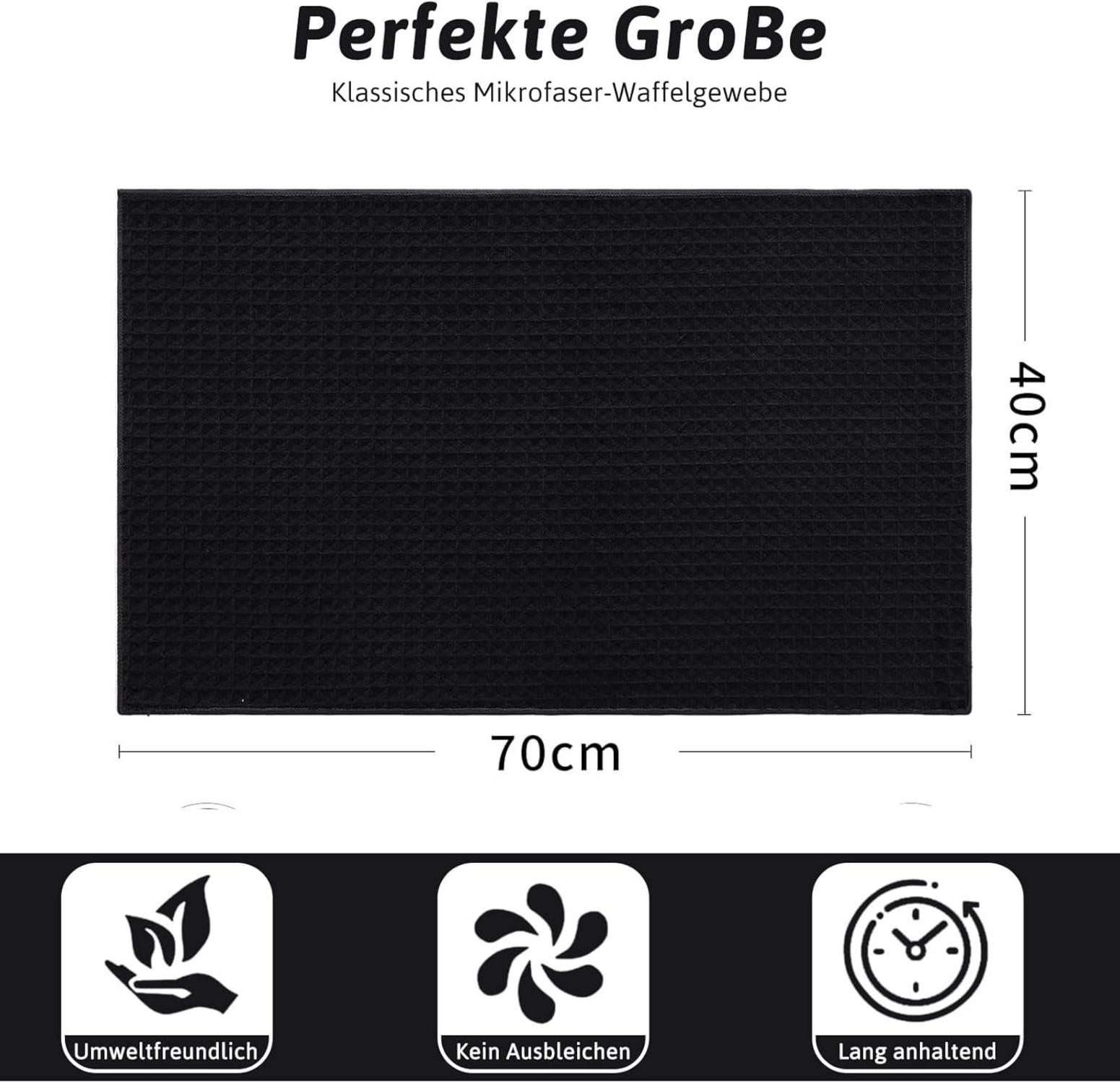 4er Set Saugfähige Küchen Microfasertücher 40 x 70 cm Schwarz