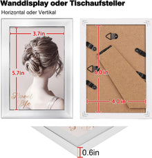 Bilderrahmen 10x15 Holz-Verbund Silber Glas 4er-Set
