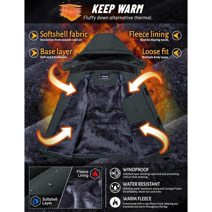 Herren Winterjacke wasserdicht & winddicht mit Fleece-Futter