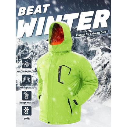 Herren Winterjacke wasserdicht winddicht warm Neongrün 3XL