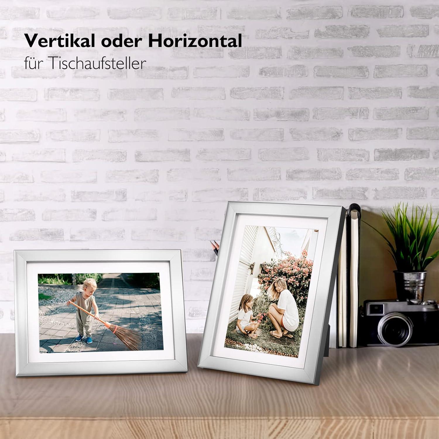 Bilderrahmen 13x18 4er-Set Holz-Verbund Echtglas Silber