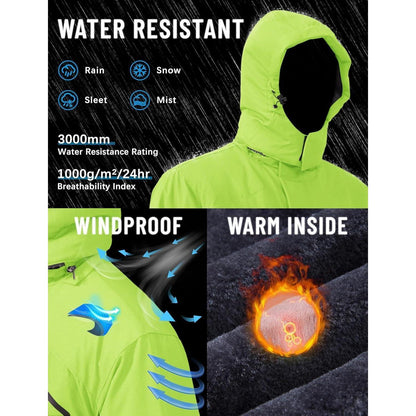 Herren Winterjacke wasserdicht & winddicht mit Fleece-Futter Neongrün