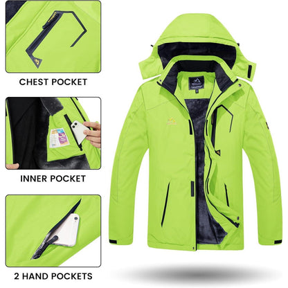 Herren Winterjacke wasserdicht & winddicht mit Fleece-Futter Neongrün
