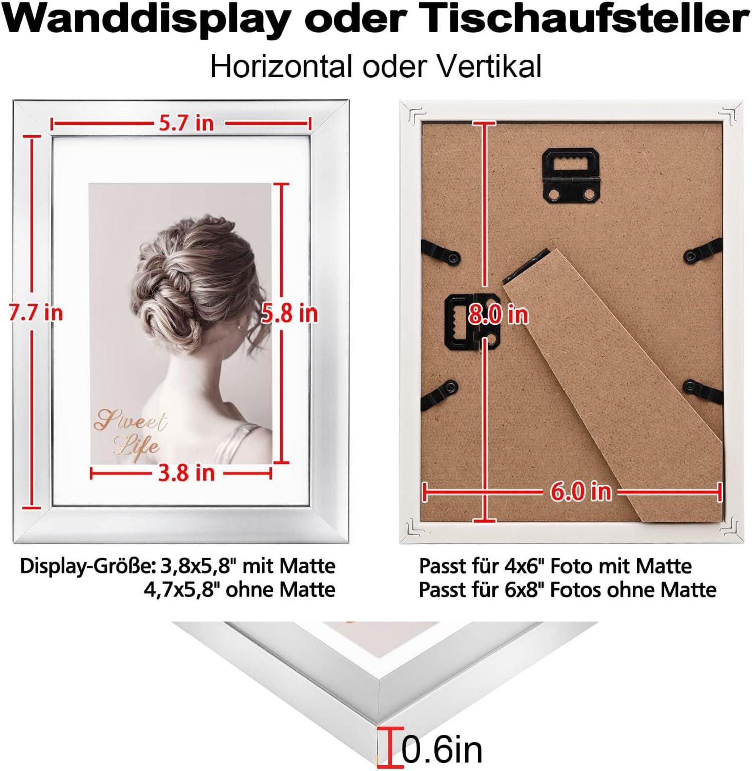 Egofine Bilderrahmen Holz 15x20 cm Acrylglas MDF 4er-Set