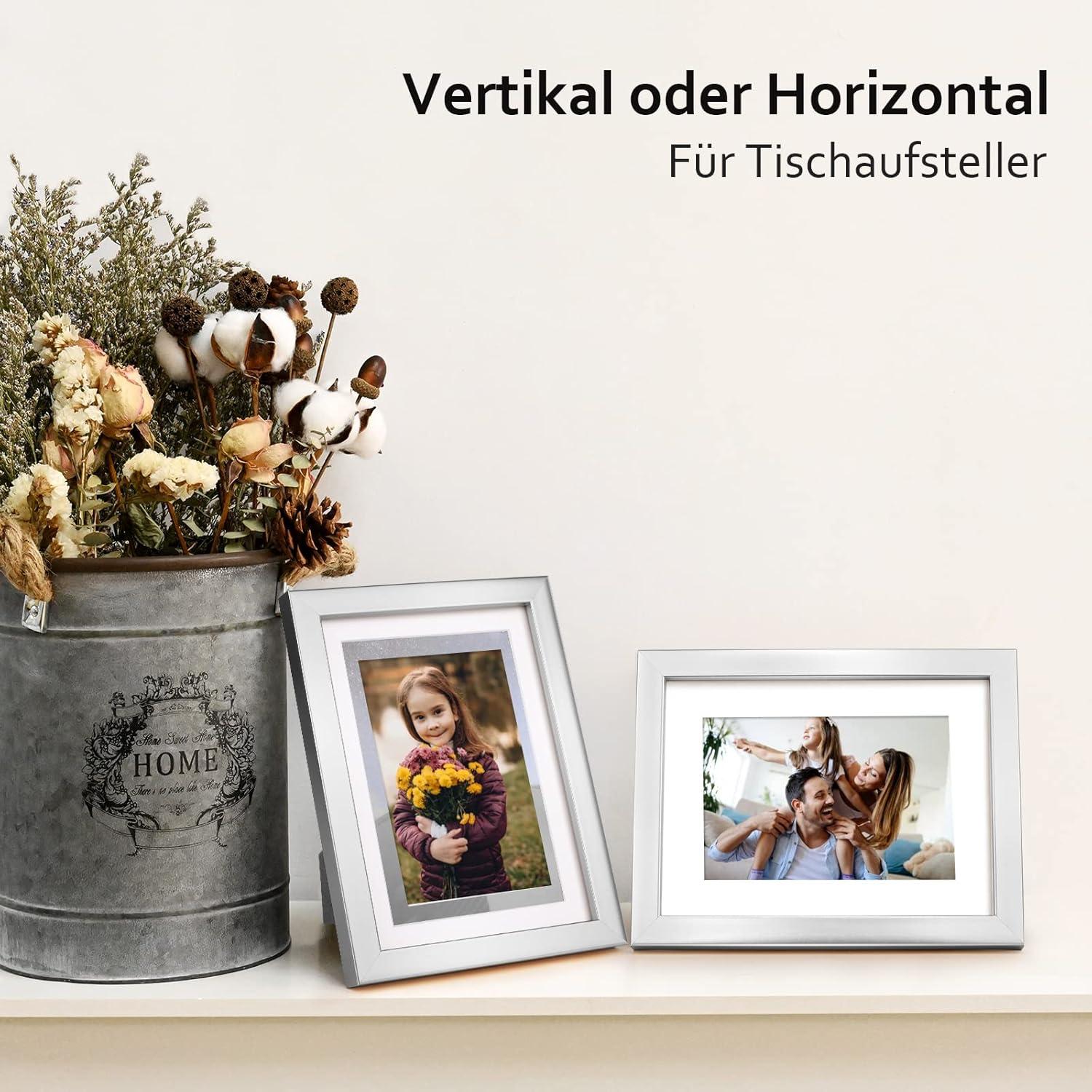 Bilderrahmen Set 15x20 cm Holzrahmen Acrylglas MDF 4er Silber