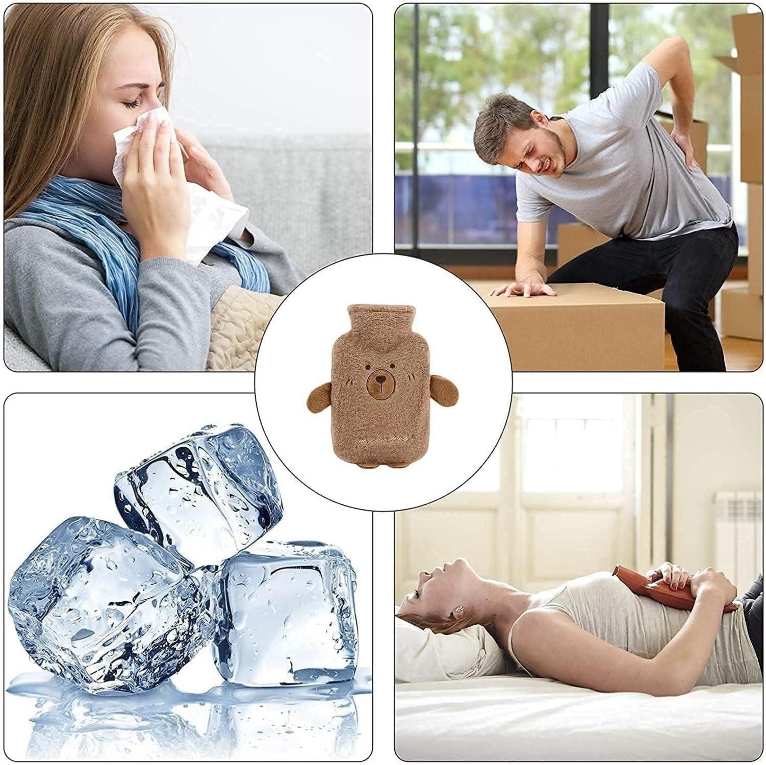 Wärmflasche mit Bezug Groß 2 Liter Gummi Kuschelweiches Tierdesign