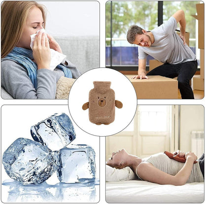 Wärmflasche mit Bezug Groß 2 Liter Gummi Kuschelweiches Tierdesign