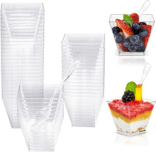 50-teiliges Plastik Dessertbecher Set mit Löffeln 60ml