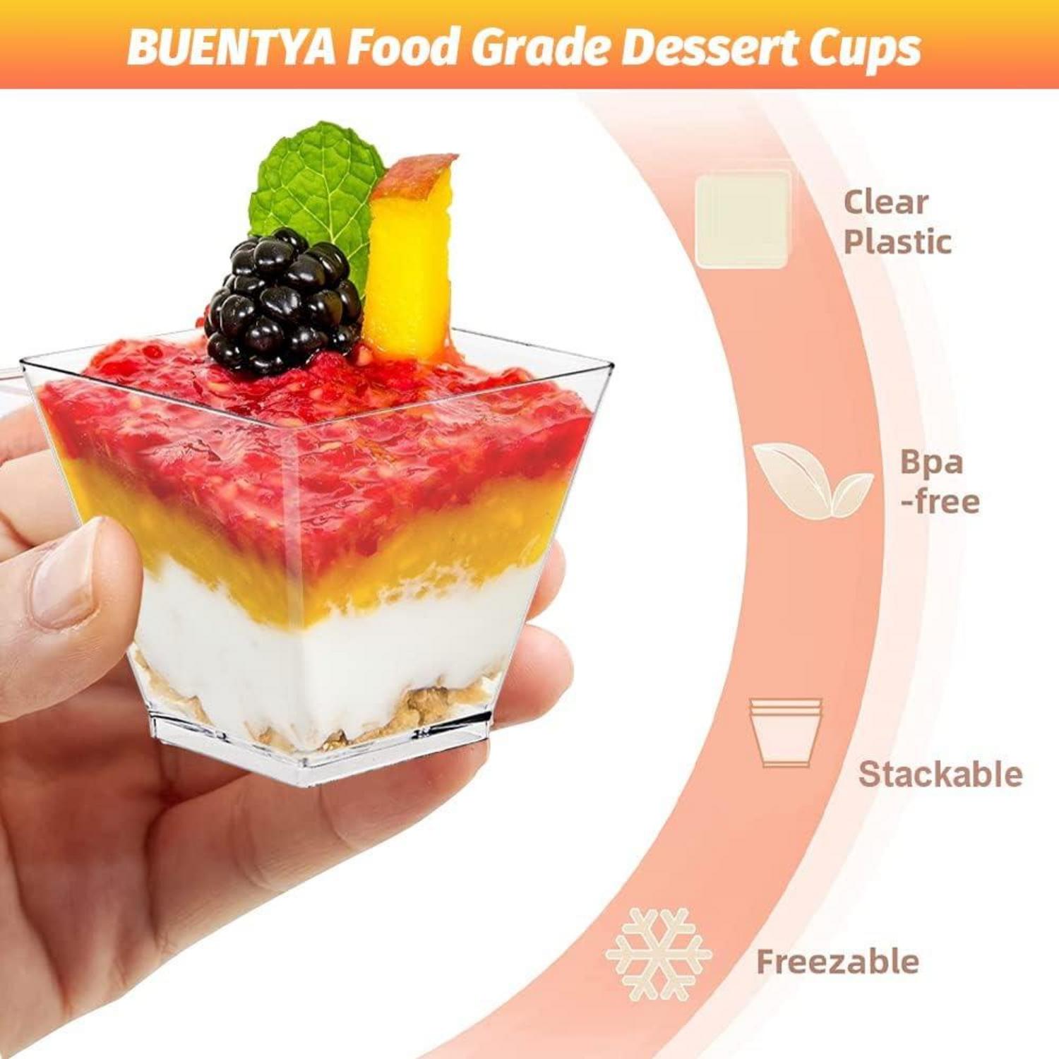 50-teiliges Plastik Dessertbecher Set mit Löffeln 60ml