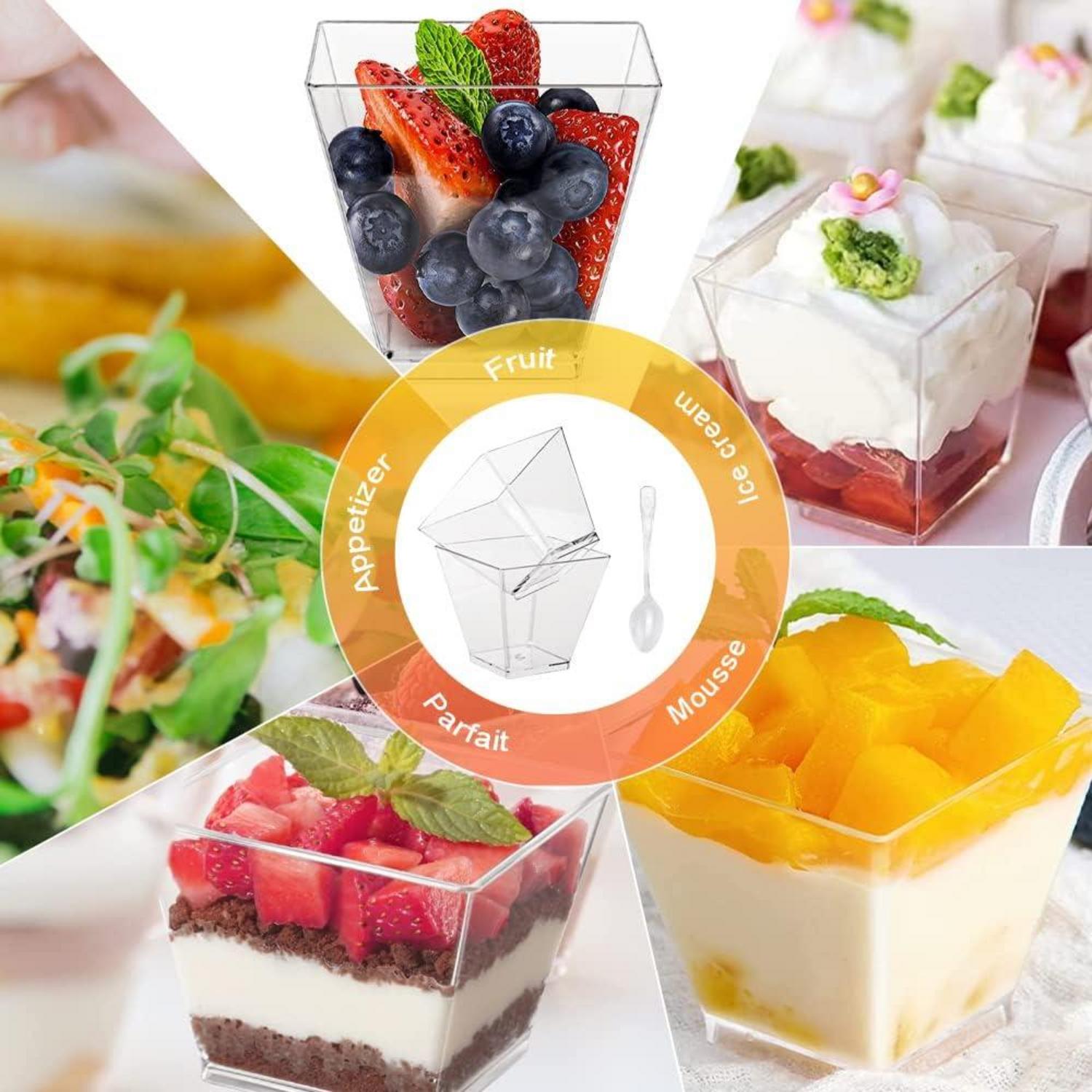 Dessertbecher 60ml 50er Set Kunststoff Löffel Eis Fingerfood Party