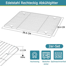 Edelstahl Abkühlgitter 2er-Set 38,6 x 28,4 x 1,5cm