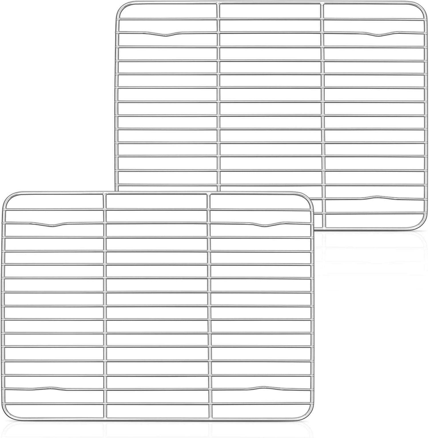 Edelstahl Abkühlgitter 2er-Set Rechteckig Kuchengitter 29,5x23x1,5cm