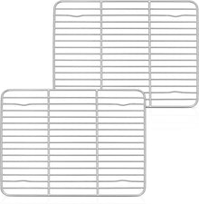 Edelstahl Abkühlgitter 2er-Set Rechteckig Kuchengitter 29,5x23x1,5cm