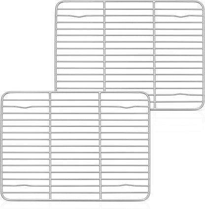 Edelstahl Abkühlgitter 2er-Set Rechteckig Kuchengitter 29,5x23x1,5cm