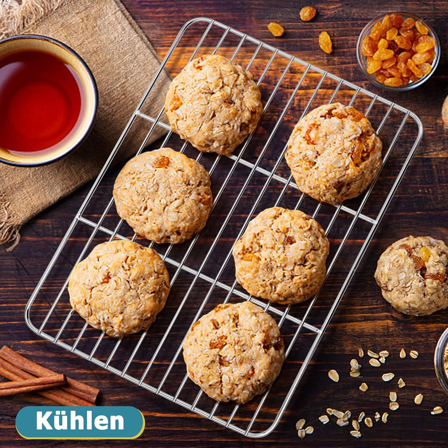 Edelstahl Abkühlgitter 2er-Set 29,5x23x1,5cm Backofen Grillen Kühlen