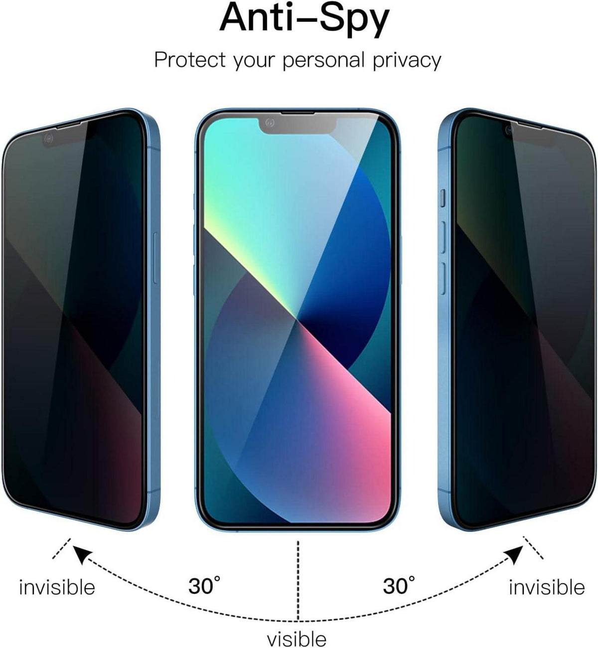 Sichtschutz Panzerglas iPhone 13/13 Pro 6,1 Zoll 9H 2 Stück