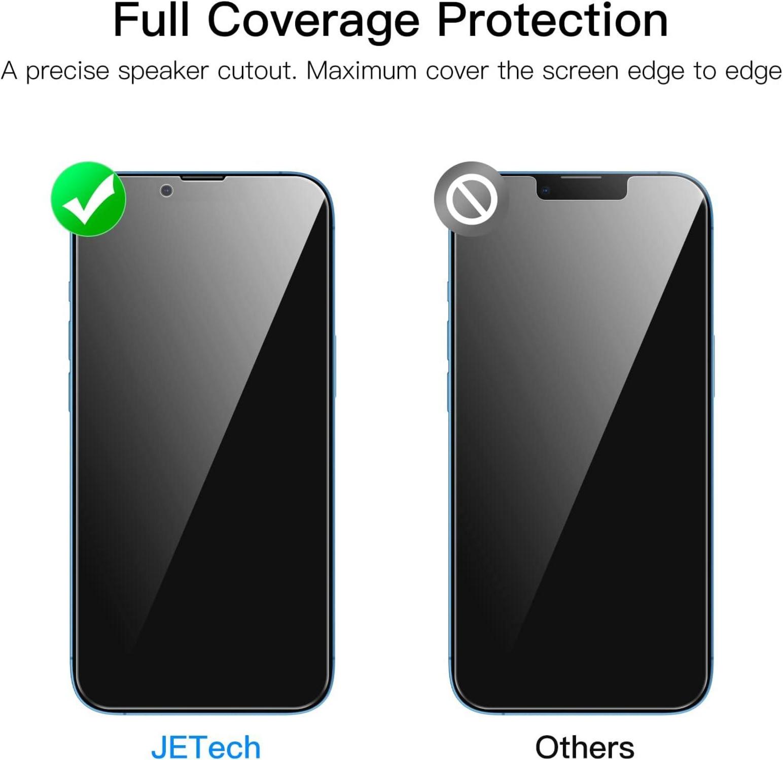 JETech iPhone 13/13 Pro 6,1 Zoll Sichtschutz Panzerglas Displayschutz 2 Stück