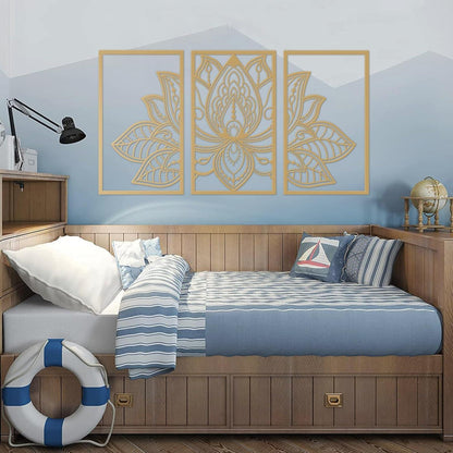 Lotus Blume Metall Wanddeko 3-teilig Heimwanddekoration Sofa Zimmer Yoga
