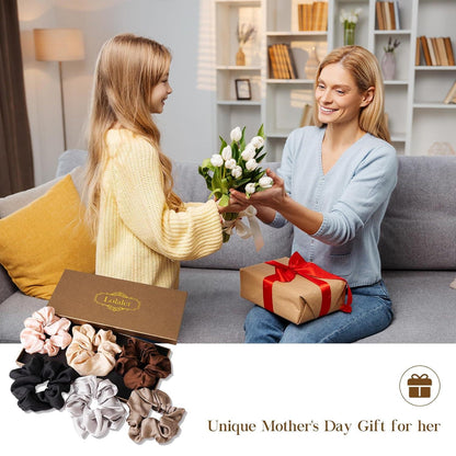 6er Set Seidige Satin Scrunchies für Damen - 6 Farben