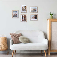 6er-Set Natur Bilderrahmen für 13x18 cm Fotos mit Passepartouts - Wand- oder Tischaufsteller