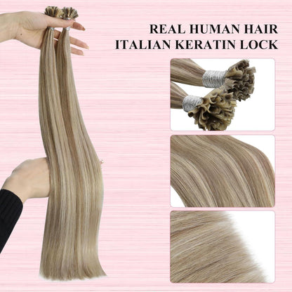 Echthaar Bondings Braun Blond 50cm – Haarverlängerung